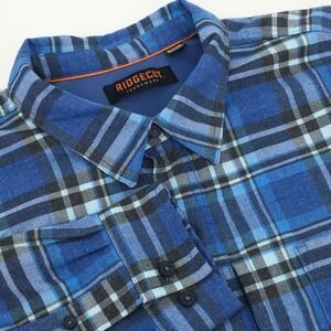 Ridgecut Toughwear Shirt Mens 2XL Blue Plaid Long Sleeve Vented Flannel Shirt